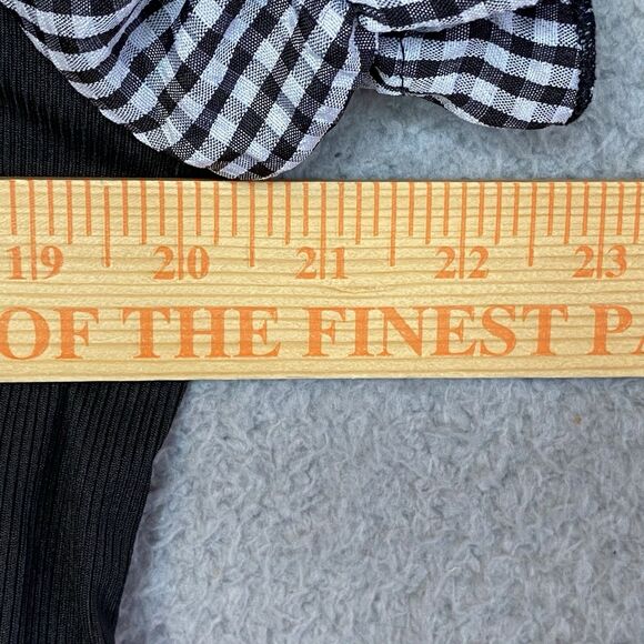 Womens Academia Whimsigoth 4XL Black & White Gingham Plaid Stretch Top Blouse - Picture 5 of 8